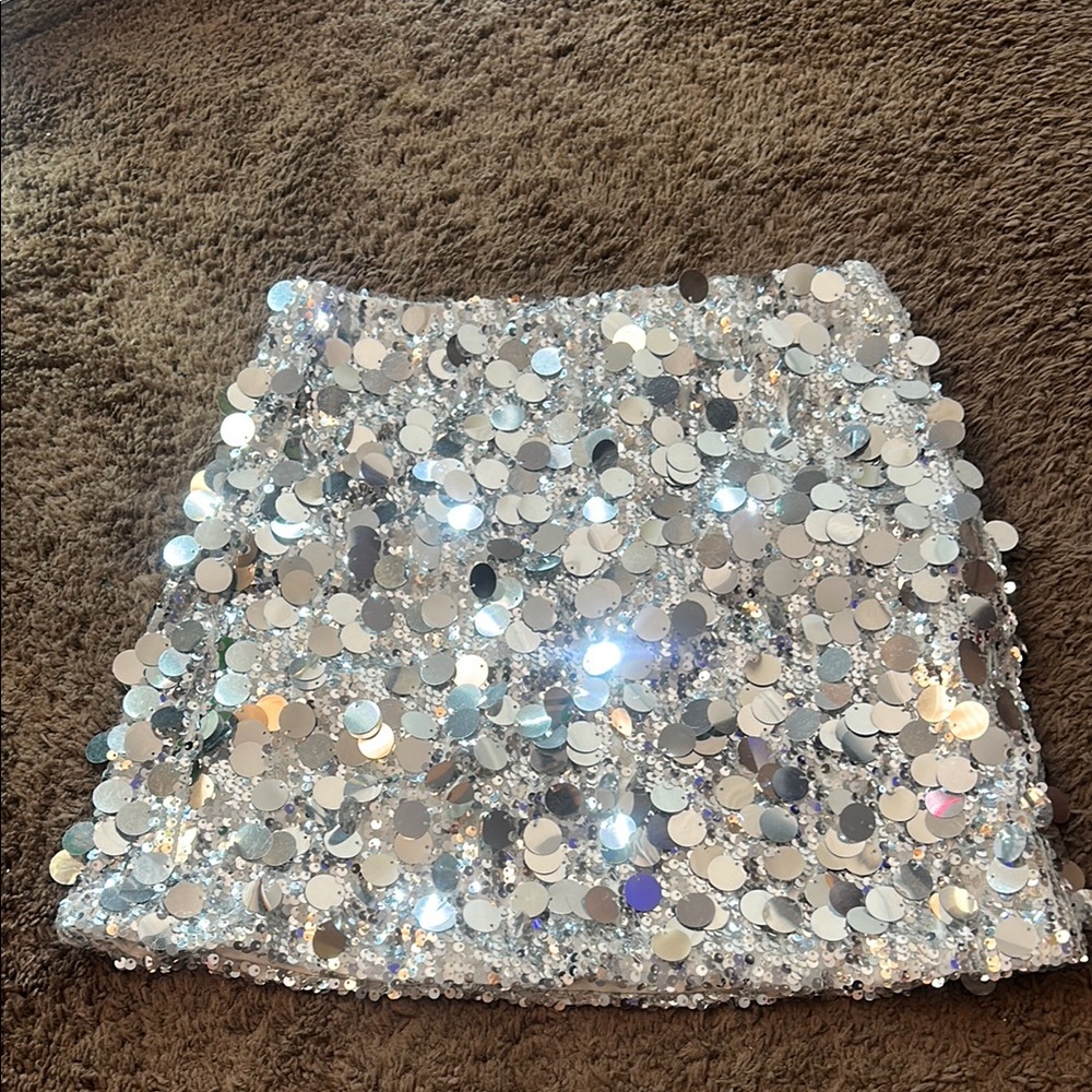Windsor Silver Sequin Mini Pencil Skirt